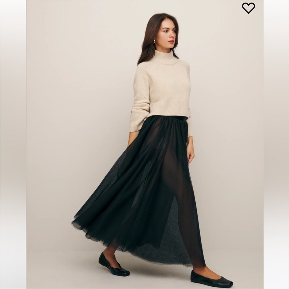 Reformation Prisca Skirt Black Maxi Tulle Size S